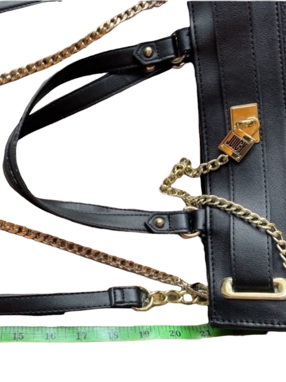 Juicy Couture Edgy Black Handbag Shoulder Bag Crossbody with Gold Chain Details - Picture 6 of 15